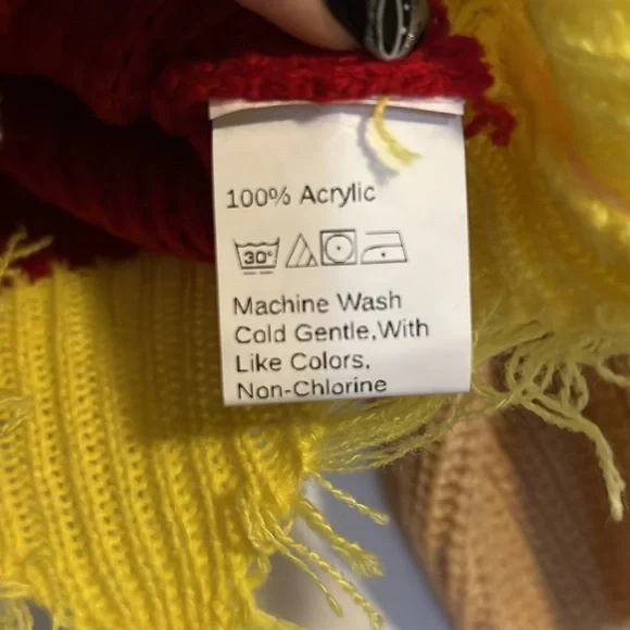 Shein Peach Blue Multi Color Frayed Stripe Sweater Top NWOT - Picture 11 of 11